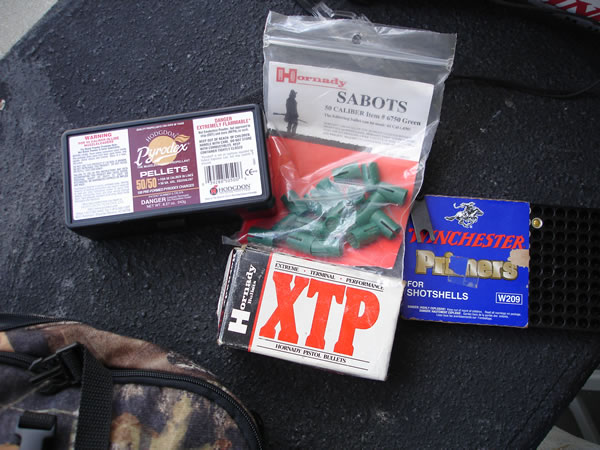 Muzzloader Powder, Sabots, Bullets and Primers on the Shooting Bench