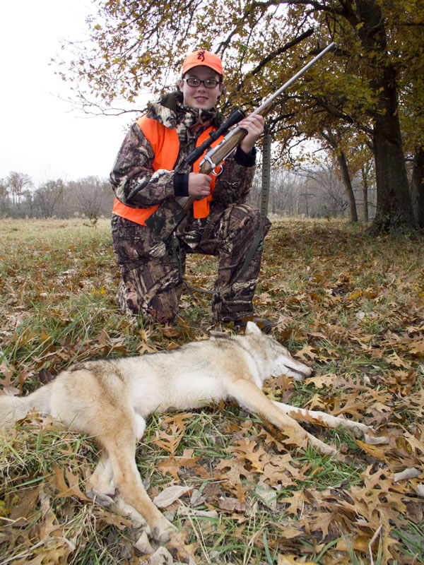 Dallen's first coyote with a 243 WSSM and a 80g Barnes Tipped Triple Shock bullet