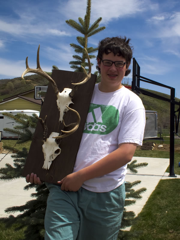 Dallen with our whitetail deer European skull mounted