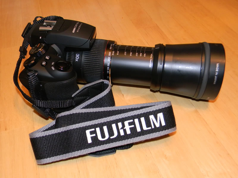 FujiFilm HS20 with a Sony VCL-DH1758 teleconverter.