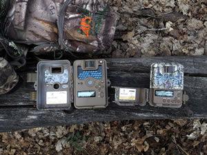 Browning Recon Force XR and Strike Force trail cameras with doors open