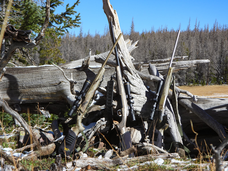 Our Browning X-Bolt rifles in the Uinta mountains.